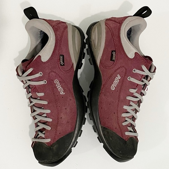 ASOLO Shiver GV Hiking Shoes GoreTex Vibram Burgundy Suede Size 7.5 - Picture 7 of 12